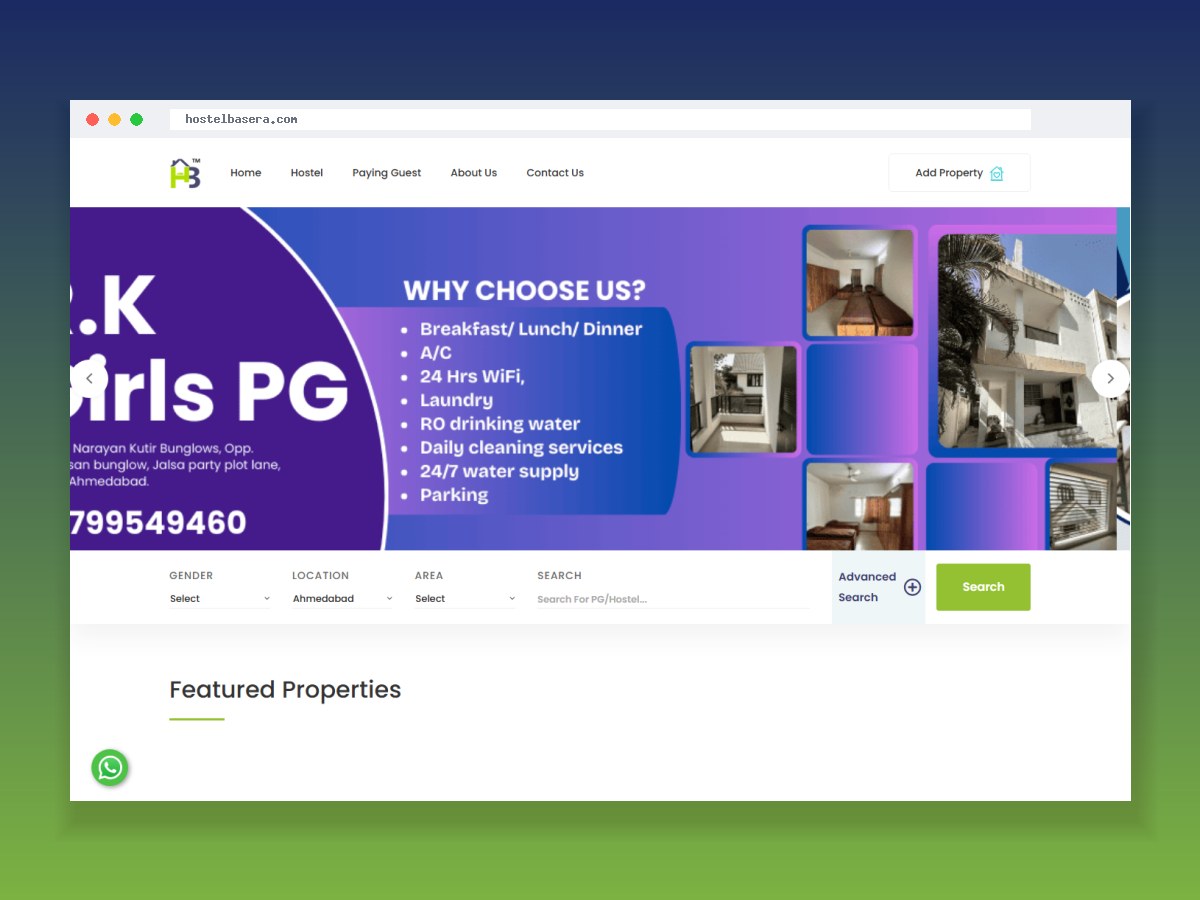 Hostel Basera, a PG and hostel listing platform